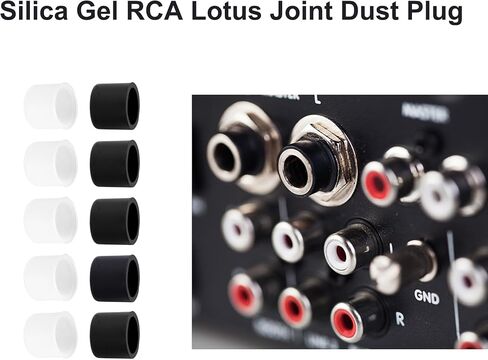 uxcell Silicone RCA Female Connector Duct Cap Set, 8mm Anti Dust Proof Plug Protector Cover 10 Pcs for Speakers Amplifiers CD Players Black Clear in Saudi Arabia