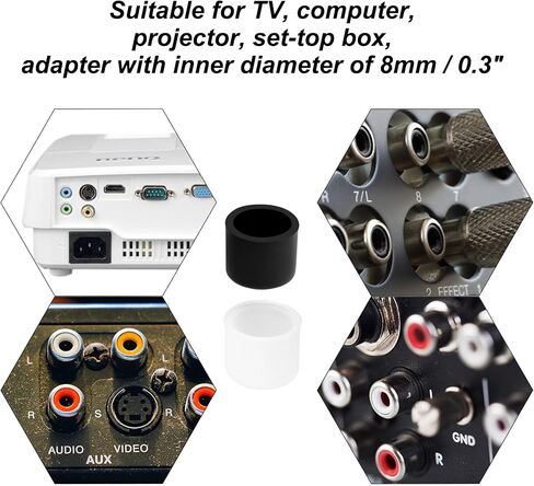 uxcell Silicone RCA Female Connector Duct Cap Set, 8mm Anti Dust Proof Plug Protector Cover 10 Pcs for Speakers Amplifiers CD Players Black Clear in Saudi Arabia