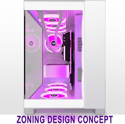 ATX PC CASE,Mid Tower Computer Case with Full View Dual Tempered Glass, Gaming PC Case（Fans are not Included） (590-white) in Saudi Arabia