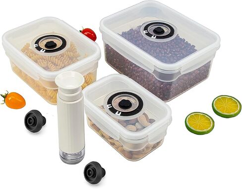 Vacuum Sealer Machine Starter Set with Auto electric Battery Sealer, Vacuum Glass Food Containers For Food Storage, Seal a Meal Vacuum Sealer Machine Wine Vacuum Stopper Sous Vide Bags in Saudi Arabia