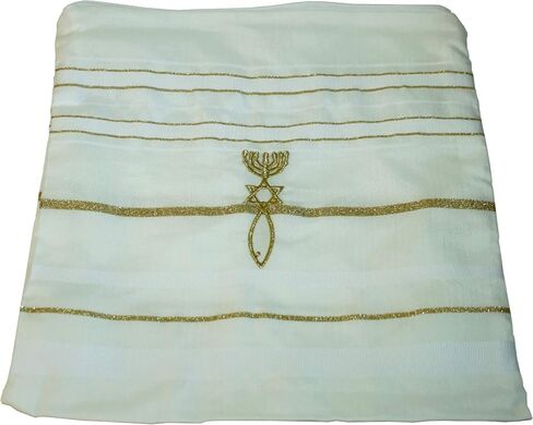Holy Land Market Mens Messianic Shawl/Tallit - The Messiah Tallit (All White, 72x36 Inches) in Saudi Arabia
