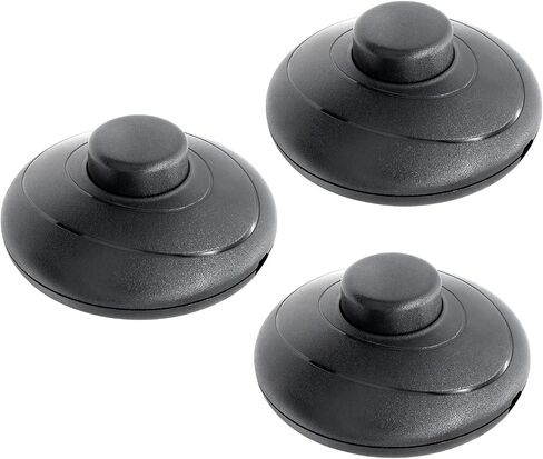 3 Pcs Round Button Inline Lamp Light Foot Pedal Push Switch On Off Control(Black) in Saudi Arabia