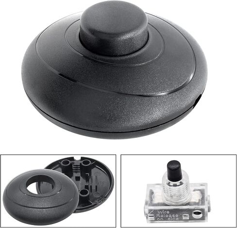 3 Pcs Round Button Inline Lamp Light Foot Pedal Push Switch On Off Control(Black) in Saudi Arabia
