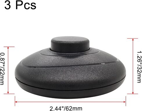 3 Pcs Round Button Inline Lamp Light Foot Pedal Push Switch On Off Control(Black) in Saudi Arabia