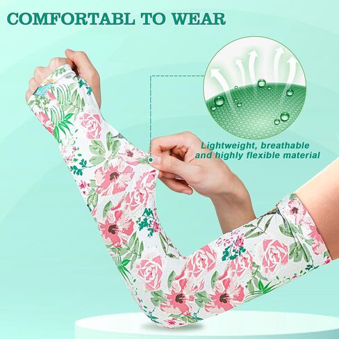 4 Pairs Gardening Sleeves Anti-Slip Arm Protection with Thumb Hole Sun Sleeve Cooling Arm Sleeves for Women Men Outdoor in Saudi Arabia