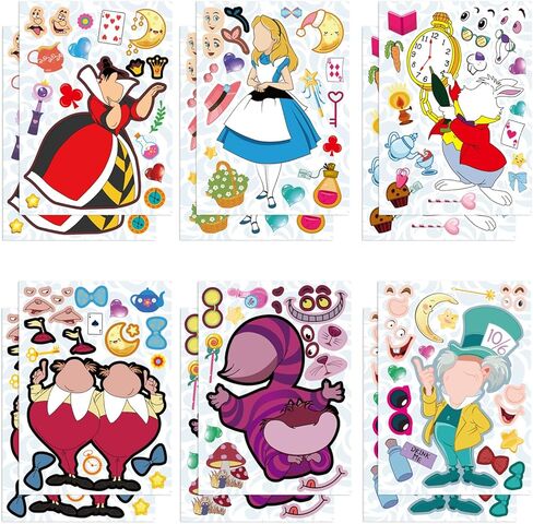 36Pcs Make Your Own Alice in Wonderland Toys Stickers Sheet,Princess Birthday Decorations for Alice in Wonderland Birthday Party Supplies in Kuwait