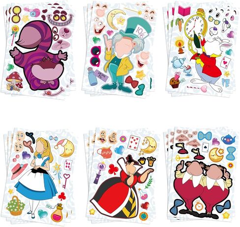 36Pcs Make Your Own Alice in Wonderland Toys Stickers Sheet,Princess Birthday Decorations for Alice in Wonderland Birthday Party Supplies in Kuwait