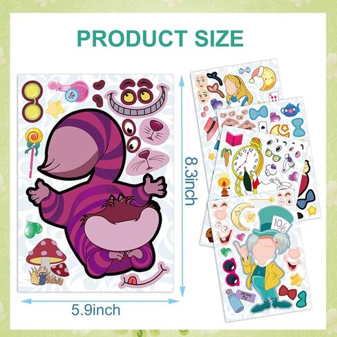 36Pcs Make Your Own Alice in Wonderland Toys Stickers Sheet,Princess Birthday Decorations for Alice in Wonderland Birthday Party Supplies in Kuwait