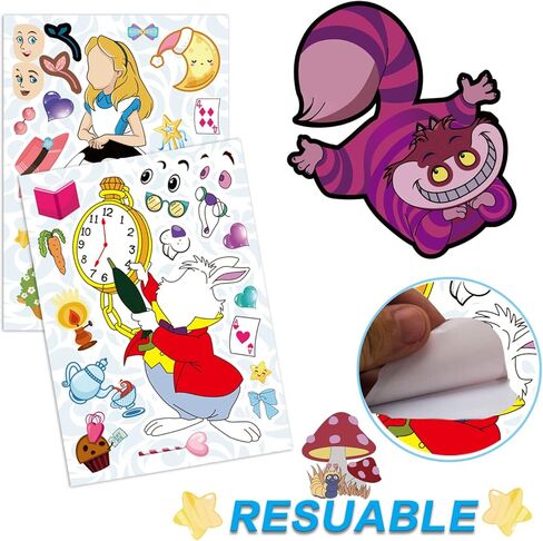 36Pcs Make Your Own Alice in Wonderland Toys Stickers Sheet,Princess Birthday Decorations for Alice in Wonderland Birthday Party Supplies in Kuwait