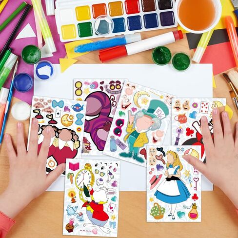 36Pcs Make Your Own Alice in Wonderland Toys Stickers Sheet,Princess Birthday Decorations for Alice in Wonderland Birthday Party Supplies in Kuwait