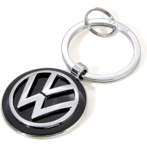 Troika VW Volkswagen Keyring - KR16-05/VW - Keyring VW Logo - additionally 1 Keyring - cast Metal- Shiny - Chrome Plated - Silver, Black