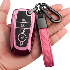 Sindeda for Ford Key Fob Cover With Keychain Premium Soft TPU Full Protection Key Case Shell Compatible with Ford Explorer Mustang Fusion Escape F150 F250 F350 F450 F550 Edge-Silver