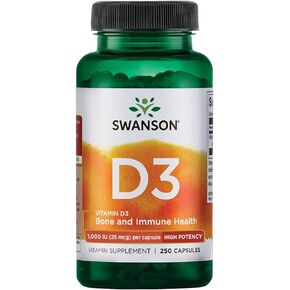 Swanson Vitamin D3 5000 IU - 250 Softgels - Bone Health, Immune Support, and Muscle Function Supplement