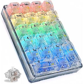 K21 RGB Backlit Tri-Mode Transparent Wireless Mechanical Number Pad Supports 3 Bluetooth/2.4GHz/Type C Wired,Hot Swappable 21 Keys Mechanical Numpad with Transparent Keycaps White