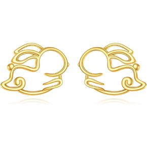 14K Gold Earrings Filigree Dragonfly Butterfly Rabbit Stud Earrings for Women Solid Gold Cute Animal Earrings Birthday Mothers Day Jewelry Gifts for Mom Girls