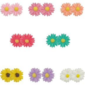 فقط اتبع 8 أزواج البوهيمي الحلو صغيرة الراتنج عباد الشمس ديزي قرط صغير زهري مجموعة للنساء آذان حساسة in Kuwait