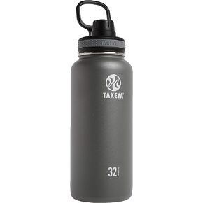 Takeya Originals 40 oz Vacuum Insulated Stainless Steel Water Bottle with Straw Lid, Black