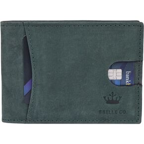 RFID Blocking Slim Bifold Genuine Leather Minimalist Front Pocket Wallets for Men card puller (Cherry)