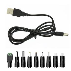5V USB to DC Charging Cable,Universal Power Cord for Toys,Watches,Fan,Speaker,Headset,Monitor,Table Lamp,Phones,LED Light Strip Router,DC 5.5 x 2.1mm with 9 Connector 3.3FT