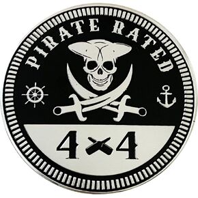 Pirate Badge Rated Car Emblem, 4 x 4 Metal Automotive Badge 3D Metal Car Badges Emblems Round Emblem Decals Car Badge Decals Stickers Compatible with Jeep Wrangler Vehicles Trucks SUV
