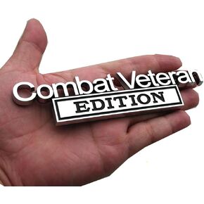 1pc Combat Veteran Edition Emblems 3D Raised Decals Exterior Truck Stickers Fender Veteran Badges Replacement for F150 F250 F350 Chevy Silverado 1500 2500 Chevrolet C10 C15 (Chrome)