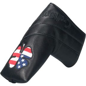 Craftsman Golf USA Clover US Flag Leather Black Golf Putter Blade Head Cover Headcover Magnetic Closure for Scotty Cameron Odyssey Customization Your Name Version