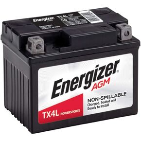 Energizer TX4L AGM Motorcycle and ATV 12V Battery, 50 Cold Cranking Amps and 3 Ahr, Replaces: YTX4L-BS and others