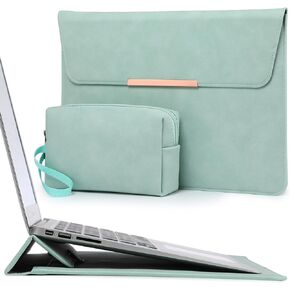 HYZUO 13.3-14 Inch Laptop Sleeve Case with Stand for MacBook Pro 14 M4/M3/M2/M1 Pro/Max 2025-2021, MacBook Air/Pro 13.3, 13.8/13.5 Surface Laptop, HP Specter X360 13/14, Mint Green(Smiley)