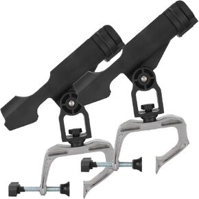 LINGUANG 2pcs Fishing Boat Rods Holder with Adjustable Large Clamp Opening 360° Degree Adjustable for Pontoon， Boats ，Bank， Fishing Rod Racks Mount on Horizontal or Vertical Side