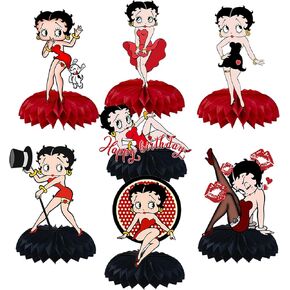 Betty Birthday Party Decorations, 7Pcs Betty Theme Party Centerpieces, Photo Booth Props, Cake Toppers, Betty Party Supplies for Girls and Boys, Fans in Kuwait