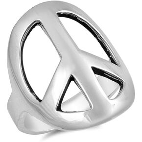 Large Wide Peace Sign Symbol Hippie Ring New 925 Sterling Silver Band Sizes 5-10