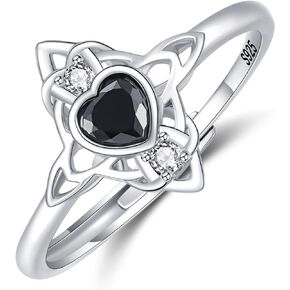 Witches Knot Rings Sterling Silver：Anillo Nudo de Bruja Plata 925 Original - Adjustable Celtic Knot Ring Dainty Heart Eternity Band Celtic Jewelry Gift for Women Friend Birthdays Mother'S Day