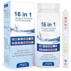 مجموعات اختبار مياه الشرب للبئر: مجموعة اختبار المياه 16 في 1 لاختبار جودة مياه الآبار المنزلية - عدد 100 شريط اختبار للمياه، اختبار سهل لصلابة الرصاص، ودرجة الحموضة، والفلورايد والمزيد in Kuwait