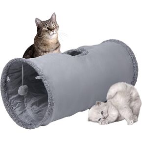 Cat Tunnel, Durable Suede Collapsible Cat Play Tube Toys with Play Ball, Indoor Cat Play Tunnel for Cat, Puppy, Kitty, Kitten, Rabbit (Small)