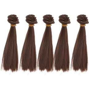 Sewroro 5pcs Straight Synthetic Doll Hair Wefts Artificial Doll Faux Wig Doll Wigs Doll Hair for DIY Craft Doll Making (Color 3)
