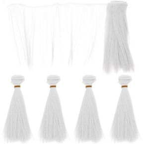 Sewroro 5pcs Straight Synthetic Doll Hair Wefts Artificial Doll Faux Wig Doll Wigs Doll Hair for DIY Craft Doll Making (Color 3)