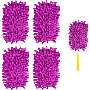 4pcs Duster Refills, Microfiber Ceiling Fan Duster Reusable 360 Duster Refills Heavy Duty Hand Dusters for Cleaning Compatible with Swiffer (Grey)