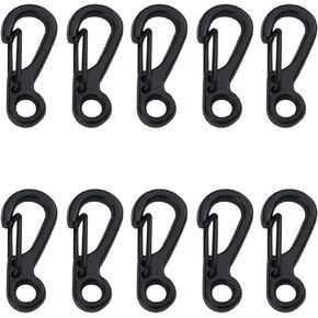 MY MIRONEY Set of 10 Black Mini Spring Hanging Buckle 1-Inch Alloy Hook Keychain Camping Bottle Hooks for Outdoor Hiking