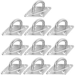 10Pcs Diamond Pad Eye Plate U Hooks 304 Stainless Steel Wall Ceiling Hammock Hooks Hanger Marine Hardware