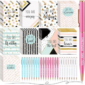 36 Sets Inspirational Notepads with Ballpoint Pens Back to School Notepads Mini Motivational Journal Notebook Inspiring Small Pocket Notepads Bulk for Students School Supplies Term Gift