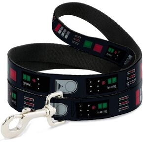 Buckle-Down Star Wars Pet Leash, Dog Leash, Star Wars Darth Vader Utility Belt Bounding Black Grays Reds, 4 Feet Long 0.5 Inch Wide