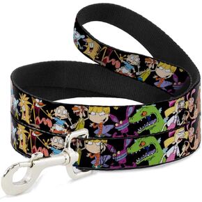 Dog Leash Nick 90s 13 Character Poses Black 6 Feet Long 0.5 Inch Wide