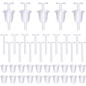 SAVITA 100 Pairs Clear Earrings, Plastic Transparent Earrings Replacements, Clear Ear Pins and Earring Backs for Men Women DIY Supplies (5mm)
