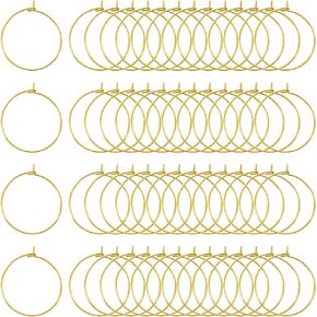 TOAOB 100pcs Earring Beading Hoops Stainless Steel Wine Glass Charm Rings 20mm Gold Earring Findings for Party Favor Earrings Jewelry Making