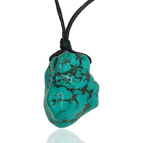 BARBARI Jewelry Raw Turquoise Crystal Necklace | Handmade Gift for Him and Her+ Free Gift Wrap+ Free Gift ! High Quality Rock Healing Gemstone Pendant for Men and Women in Kuwait