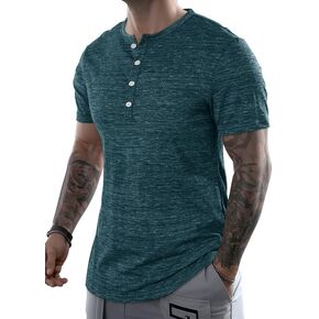 JMIERR Men's Muscle Slim Cotton T Shirt V-Neck Henley Shirt Gym Workout Athletic Tee Shirts in Kuwait