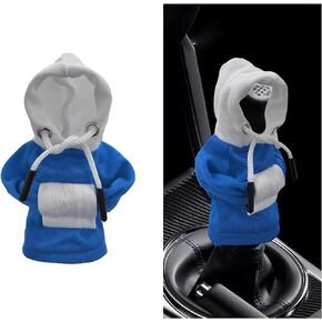 Car Gear Shift Cover, Fashionable Hoodie Car Shift Knobs, Novelty Mini Auto Gearshift Decor Sweater Shirt, Universal Car Accessories for Winter Warm Knob Cover (Black & Blue)