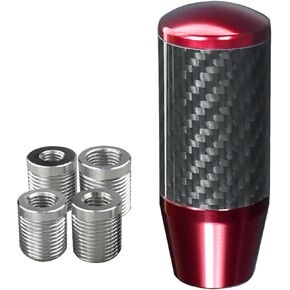 Premium Carbon Fiber Shift Knob with 4 Alloy Adapters - Black | Weighted Shifter Knob for Speed and Style