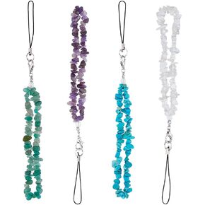 SUPERFINDINGS Cell Phone Wrist Strap Elegant Phone Lanyard Straps with Alloy Lobster Claw Clasps Peach Cherry Strawberry Gemstone Chips Cell Phone Lanyard