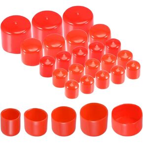 uxcell 25pcs Round Rubber End Caps 3/4" 7/8" 1" 1 1/2" 2" Black Vinyl Cover Screw Thread Protectors Assortment Kit